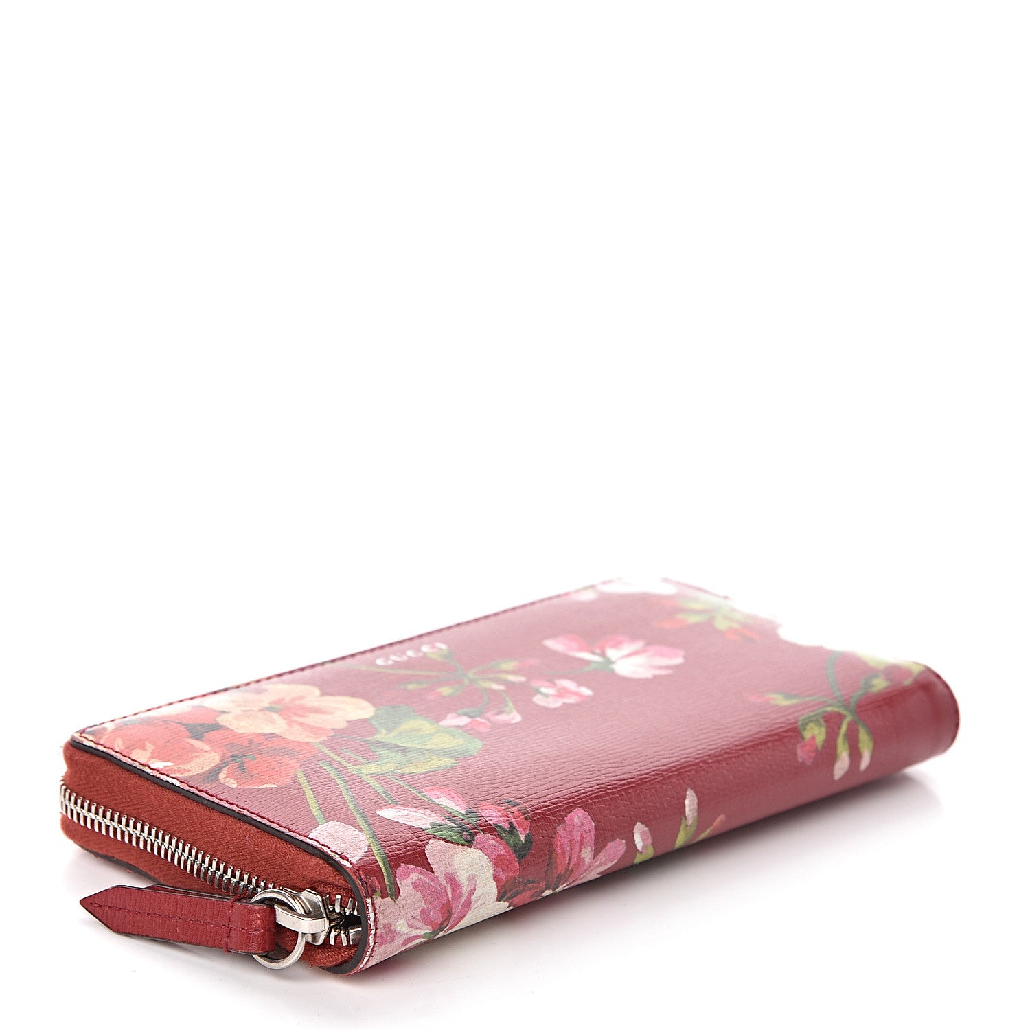 Gucci Shangai Calfskin Blooms Print Zip Around Wallet Romantic Cerise Multicolor 4 of 6