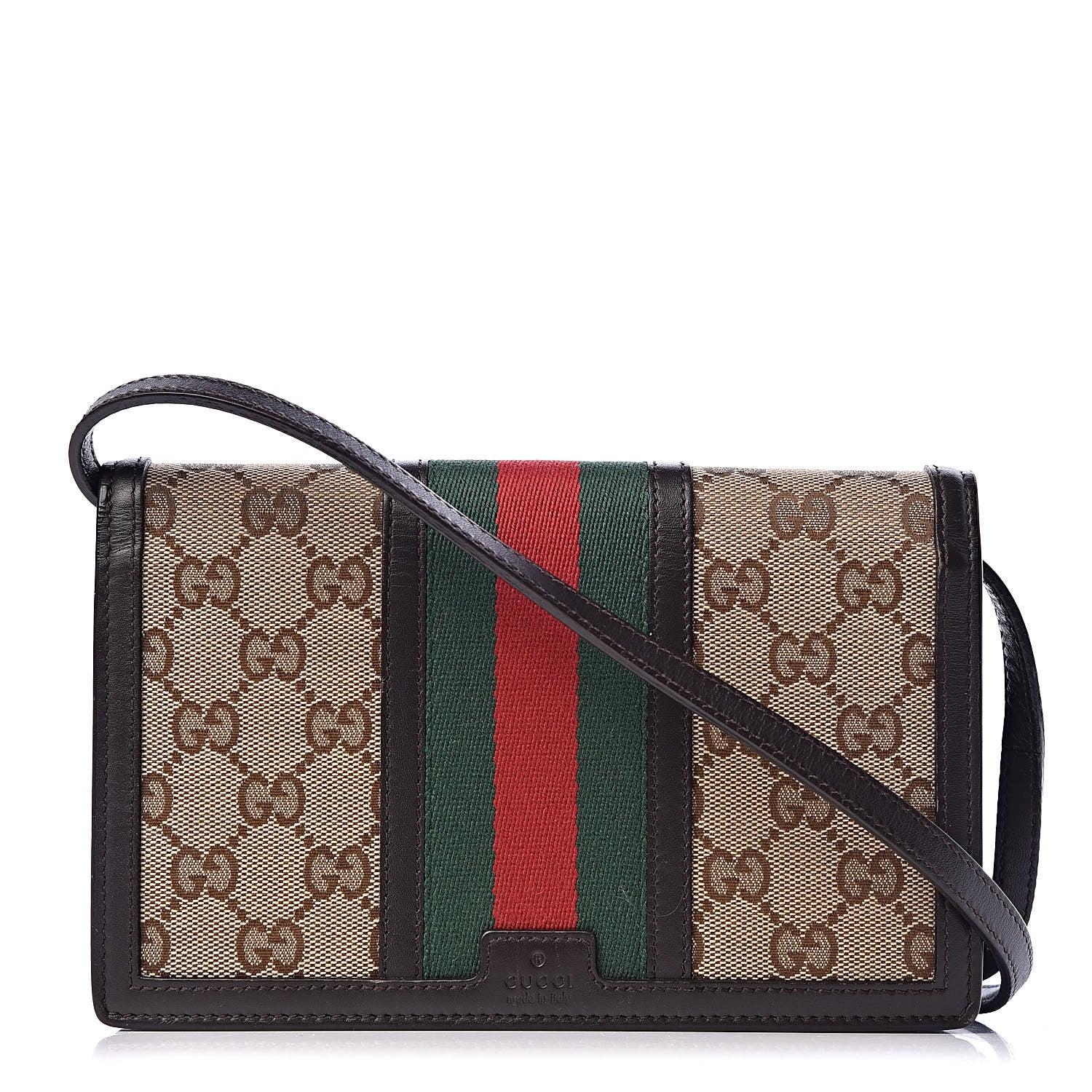 Gucci Monogram Web Strap Wallet Dark Brown 1 of 12