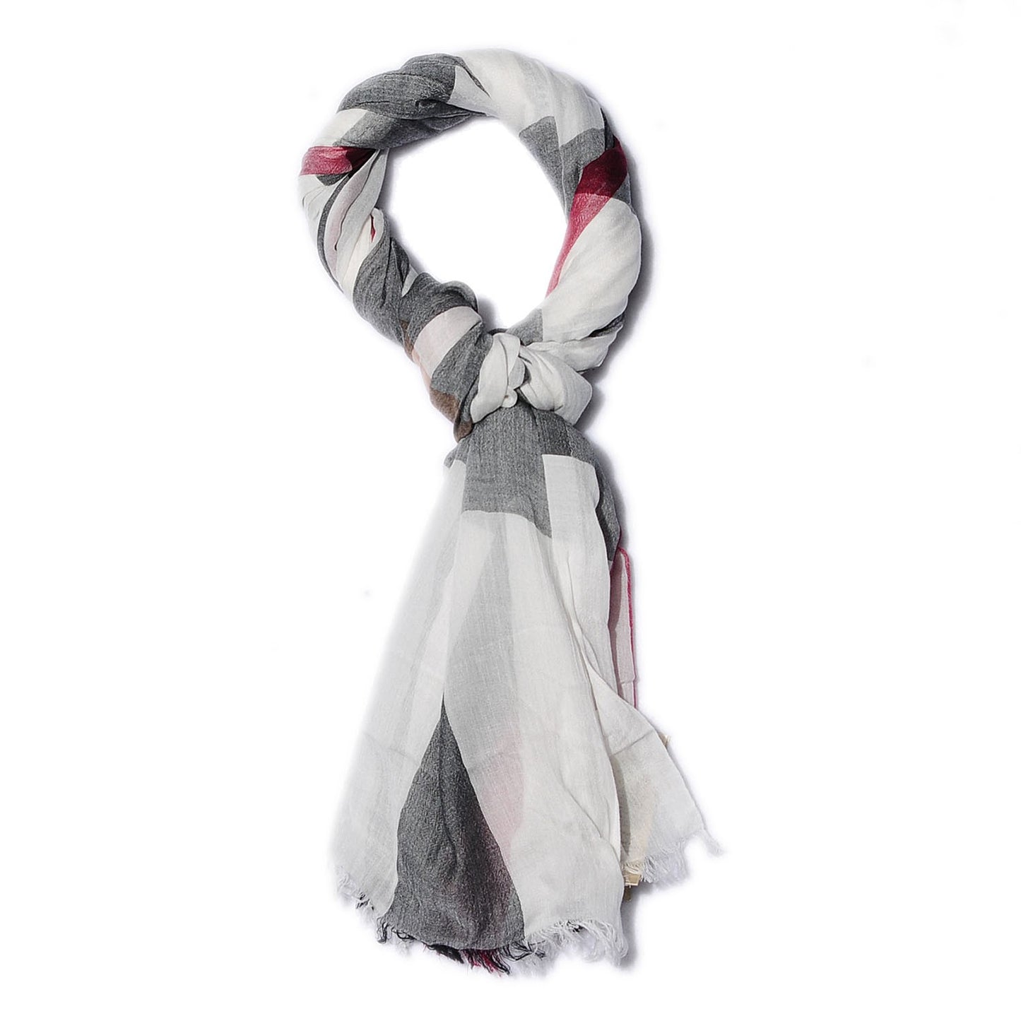 Modal Cashmere Silk Brit Sheer Mega Check Scarf Ivory