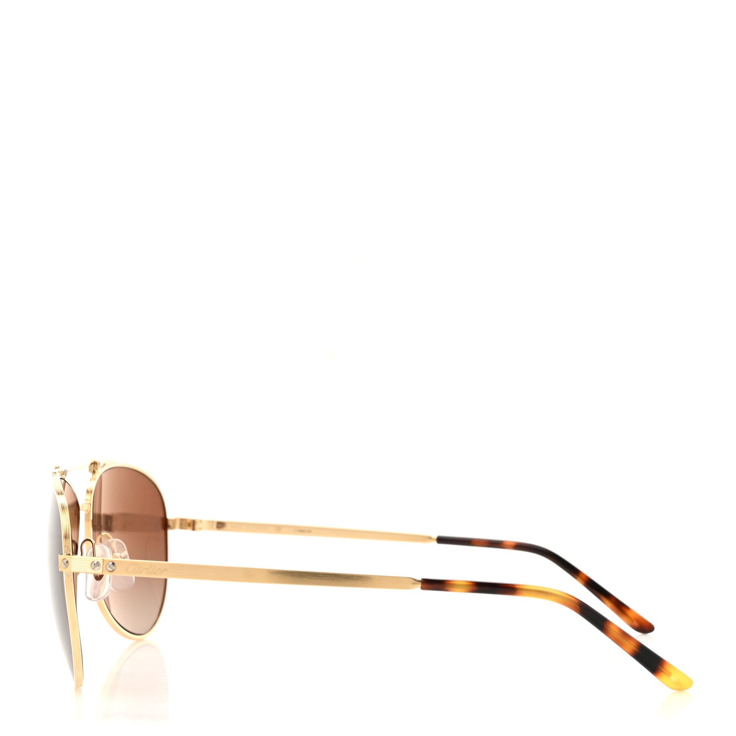 Cartier Santos CT0083S Aviator Sunglasses Gold Gold Tortoise 3 of 8