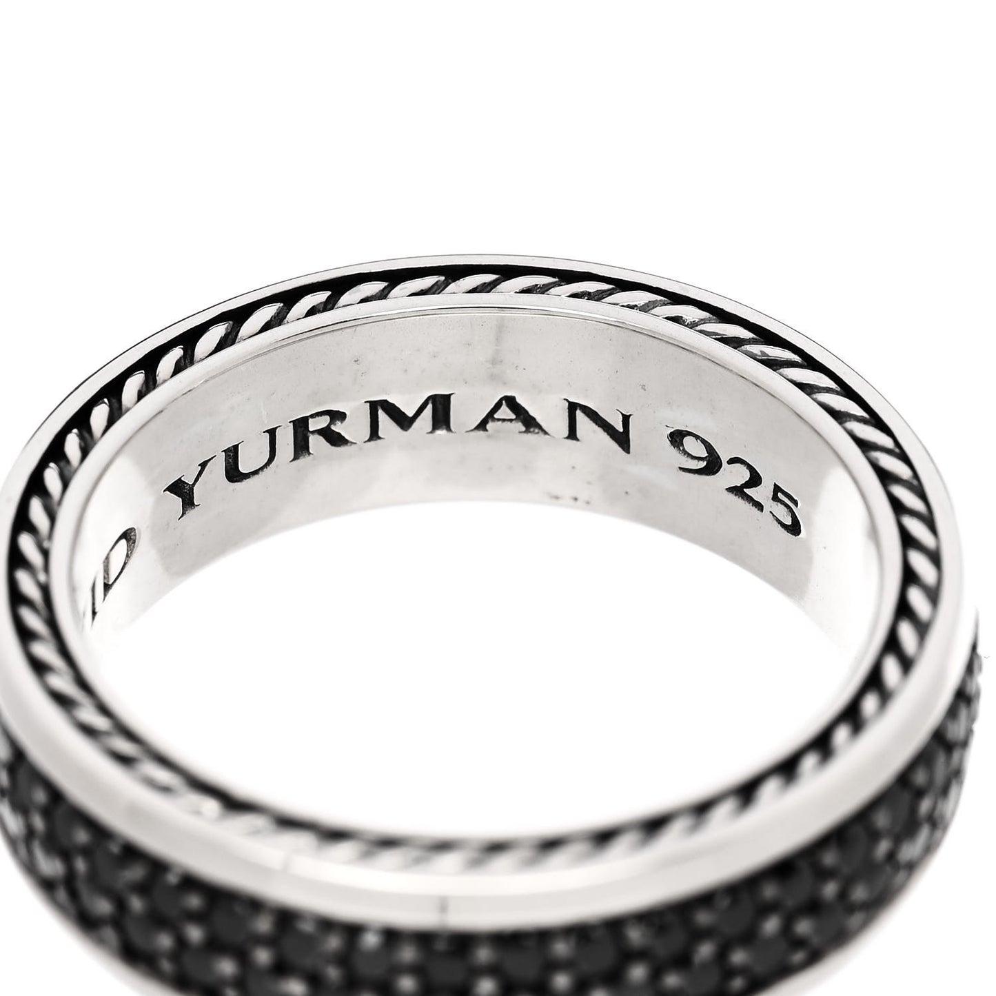 Sterling Silver Black Diamond Streamline Two-Row Band Ring 61 9.5