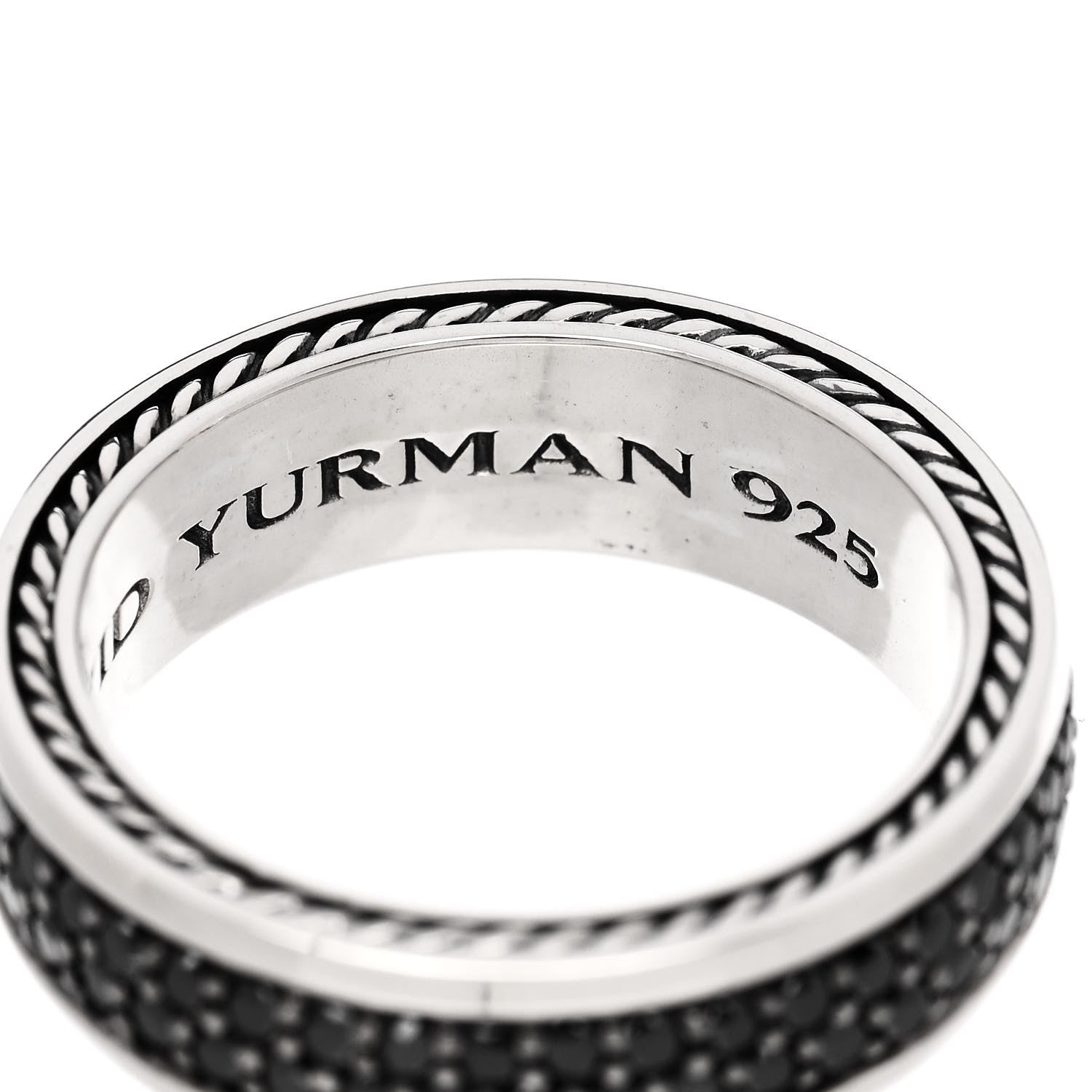 David Yurman Sterling Silver Black Diamond Streamline Two-Row Band Ring 61 9.5 5 of 6