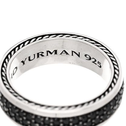 David Yurman Sterling Silver Black Diamond Streamline Two-Row Band Ring 61 9.5 5 of 6