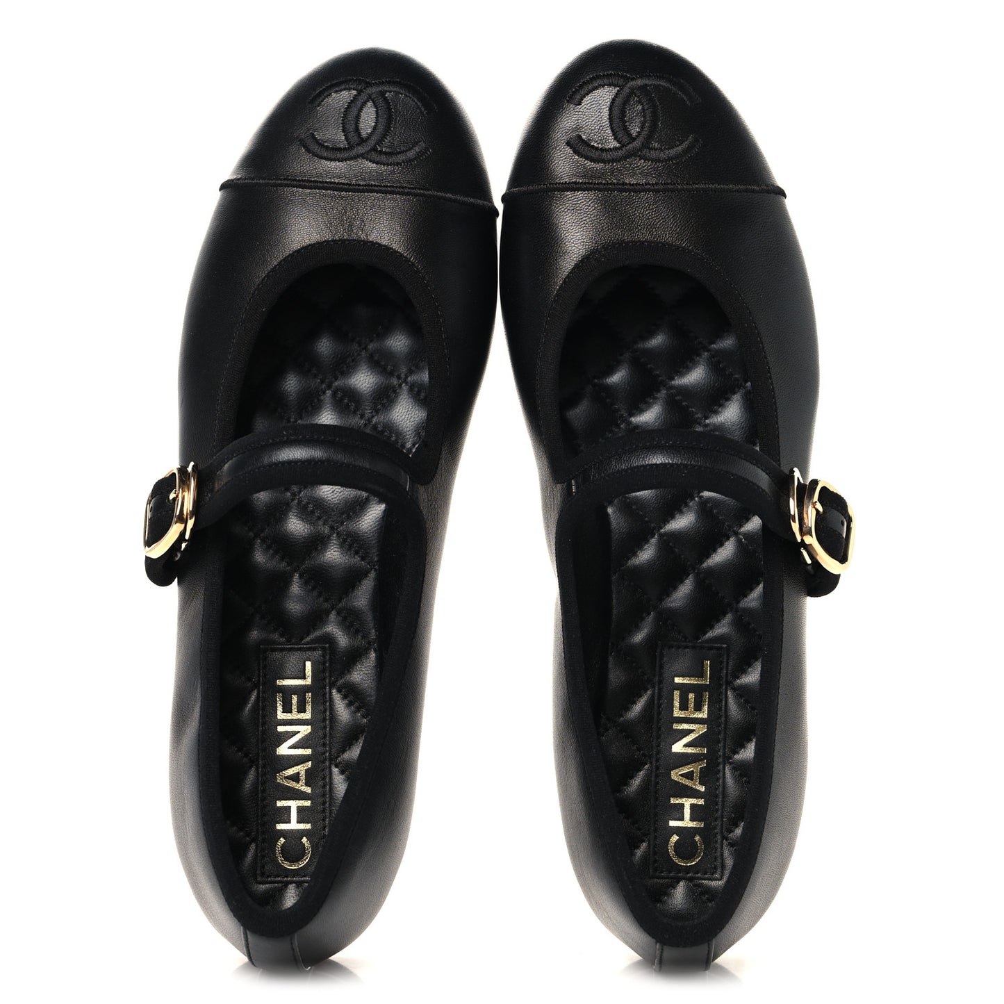 Lambskin Mary Jane Flats 38 Black