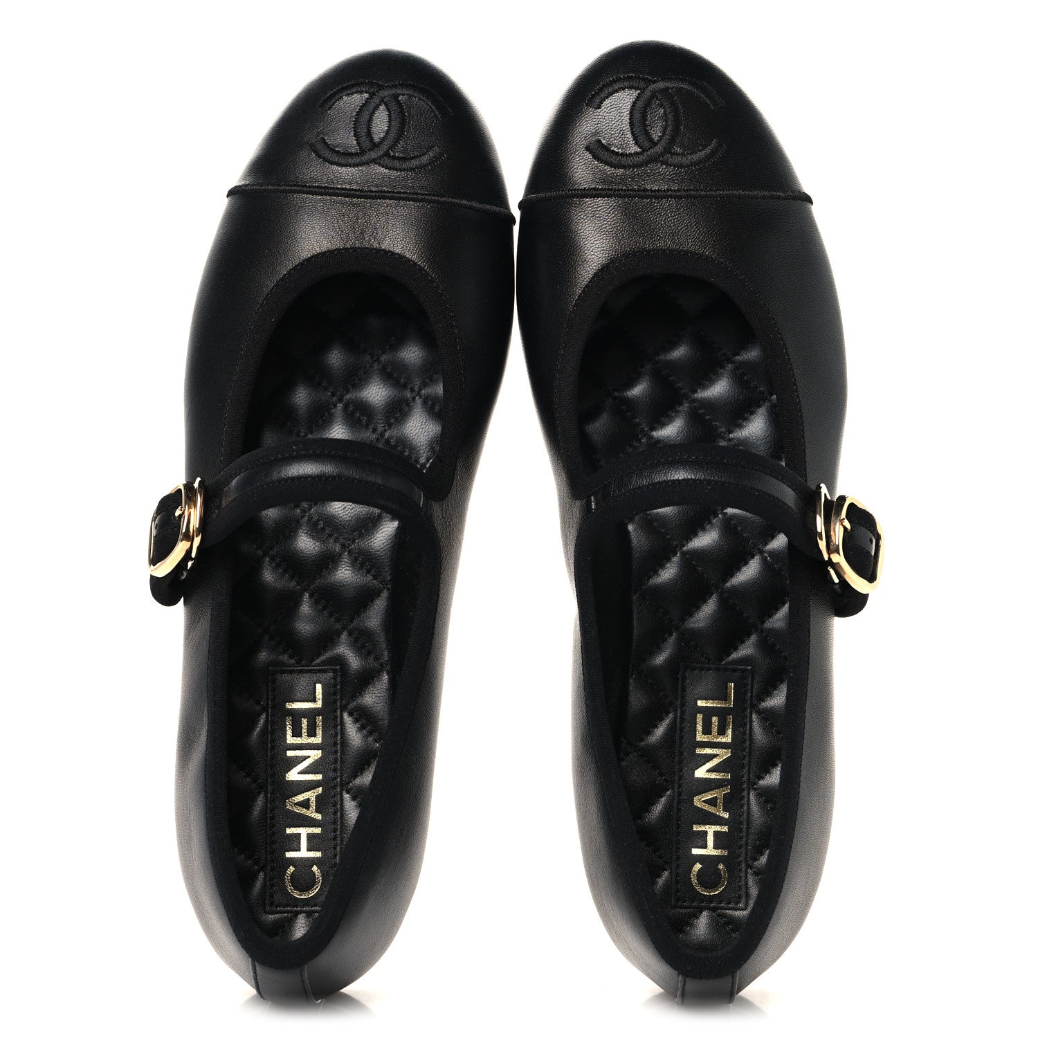 Chanel Lambskin Mary Jane Flats 38 Black 2 of 9