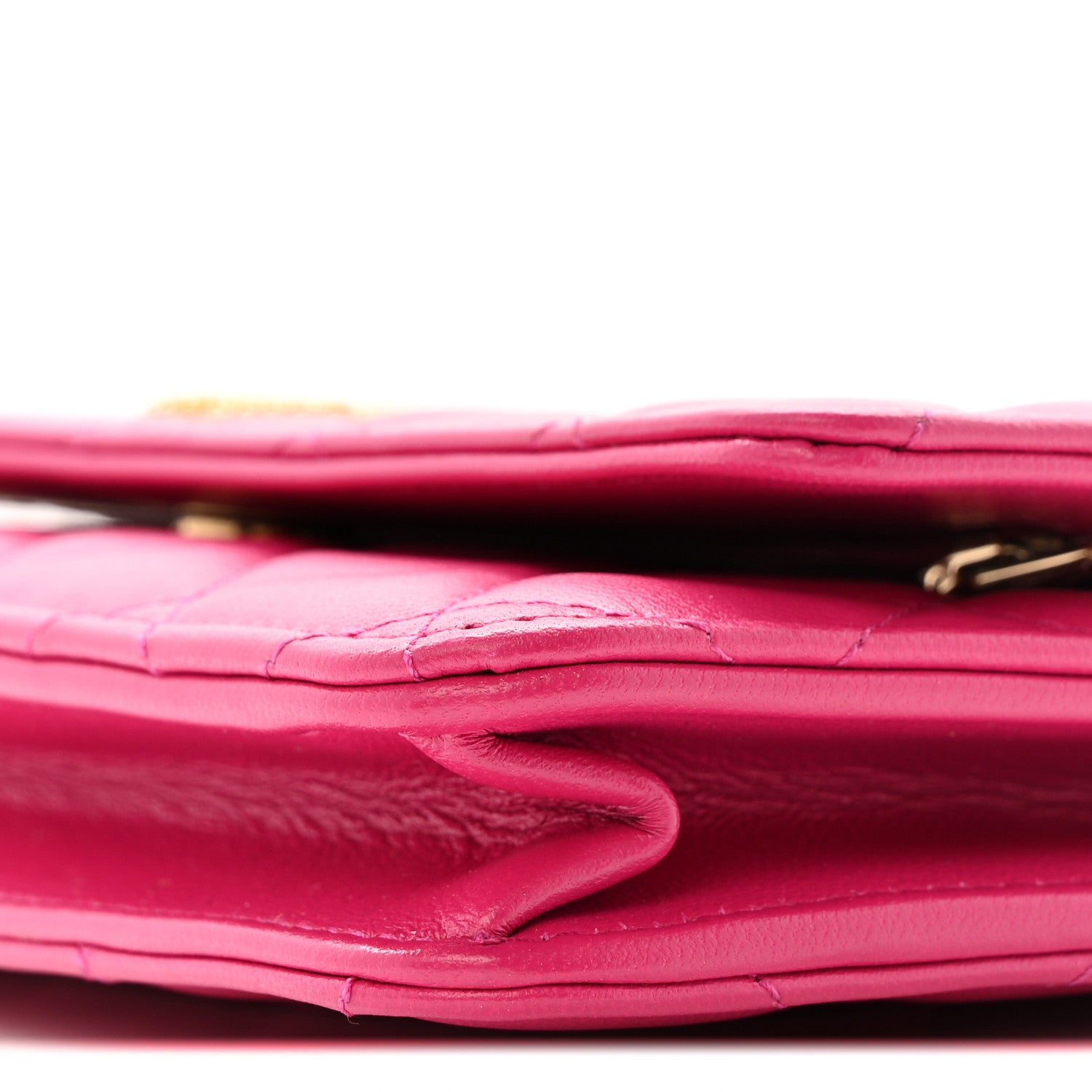 Chanel Lambskin Quilted Studded CC Wallet On Chain WOC Dark Pink 11 of 15