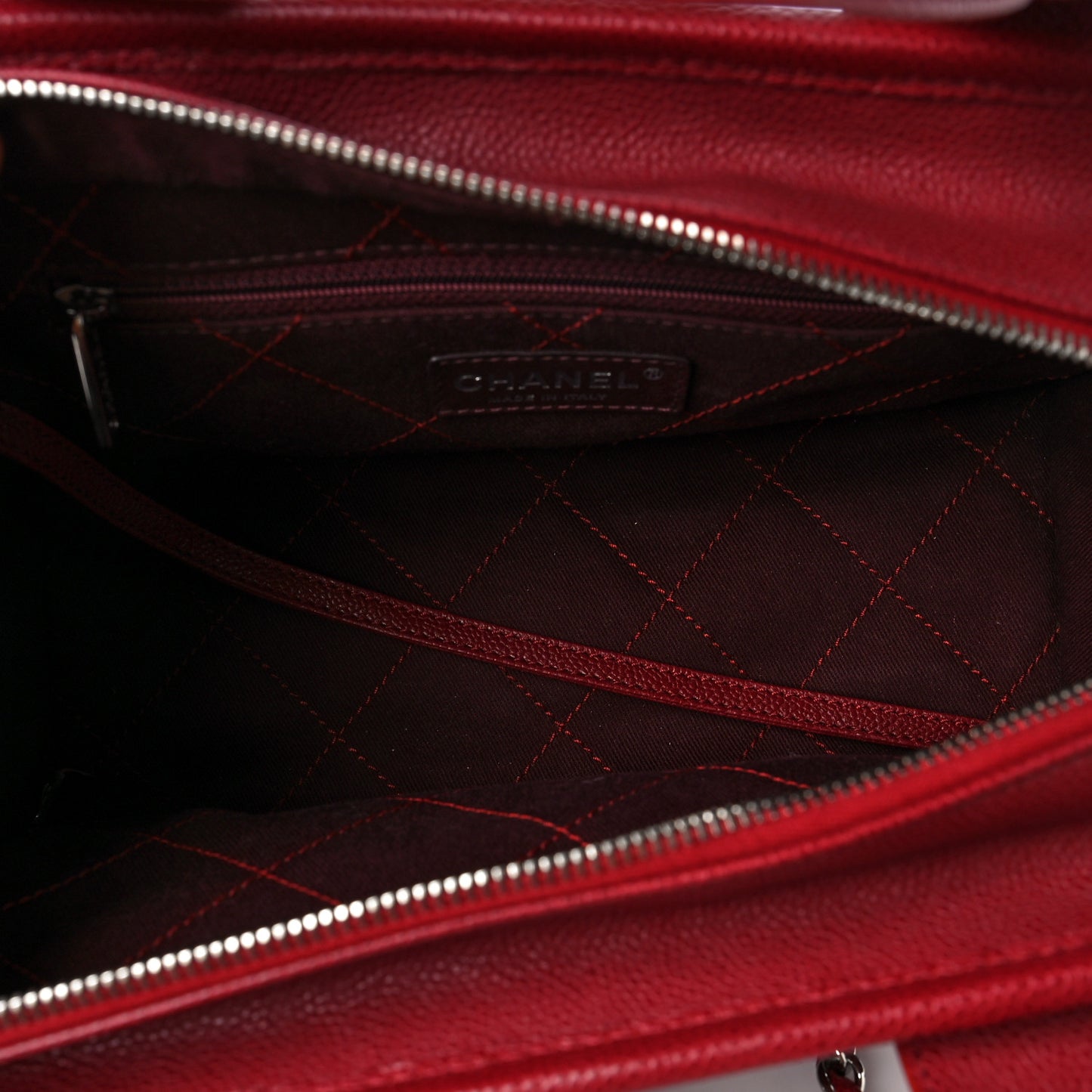 Caviar Quilted Small Deauville Bowling Bag Red