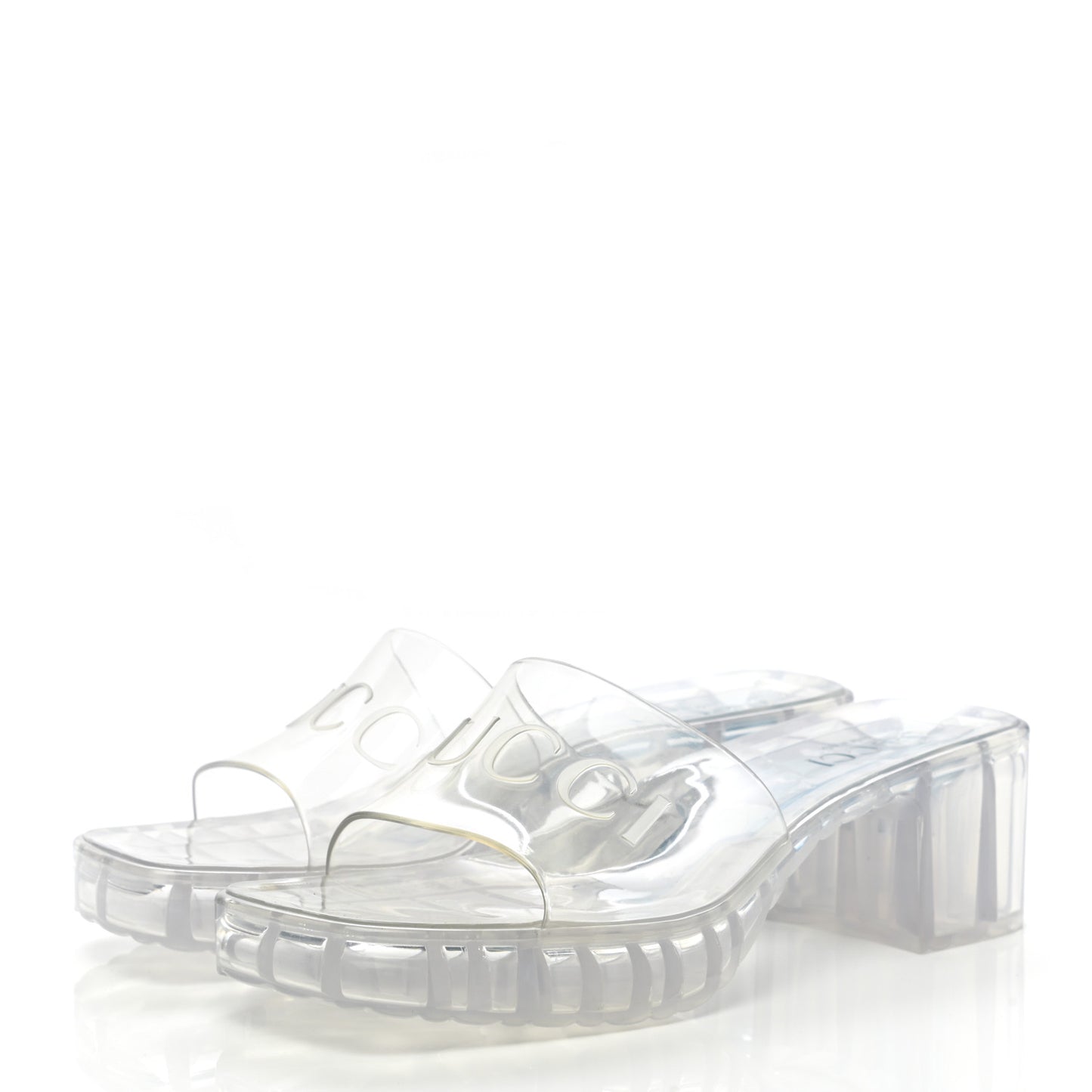 Rubber Gucci Logo Womens Platform 20/60mm Slide Sandals 35 Transparent