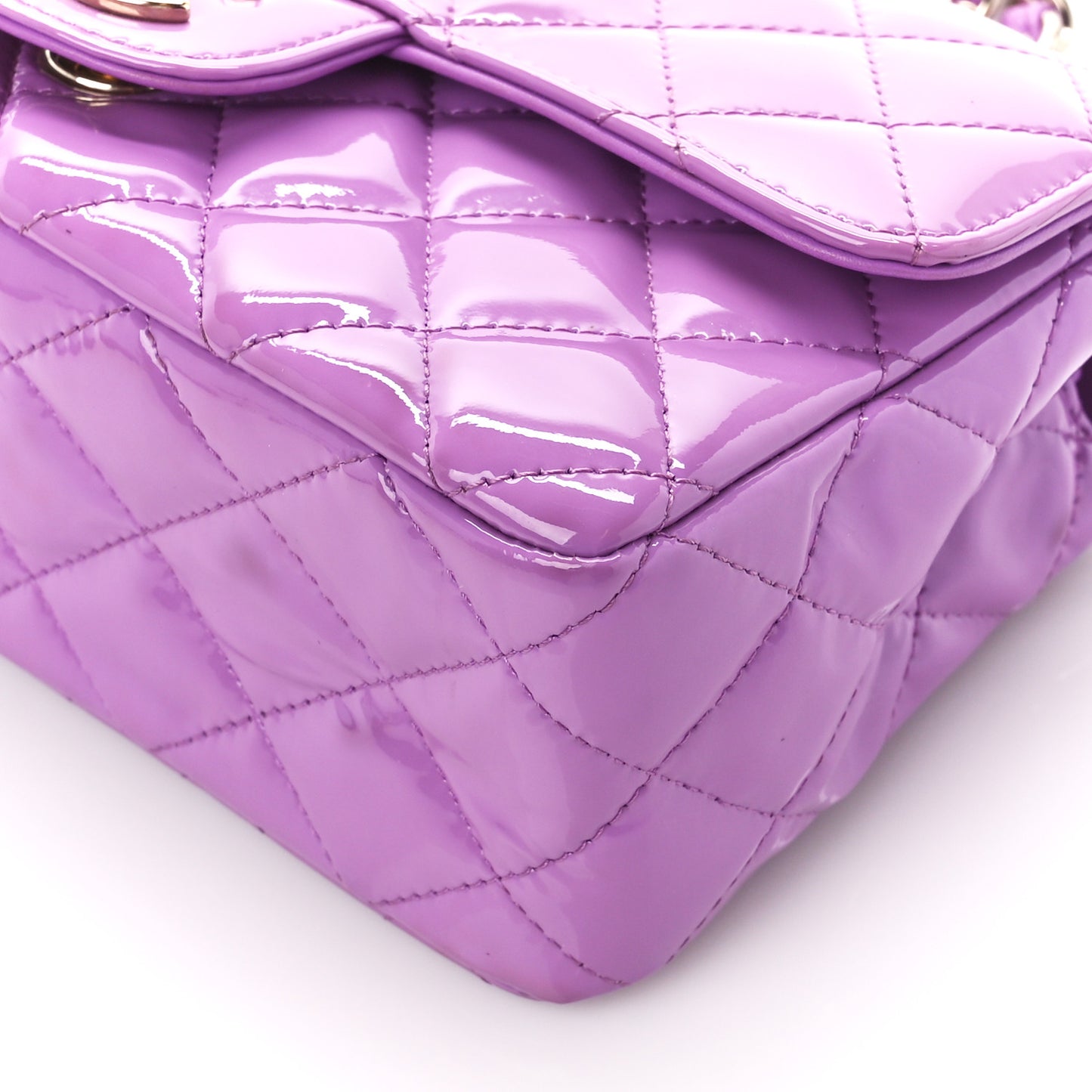 Patent Quilted Mini Rectangular Flap Purple