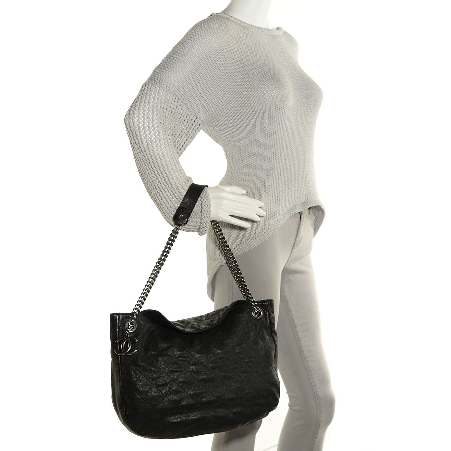 Caviar Quilted Simply CC Hobo Black