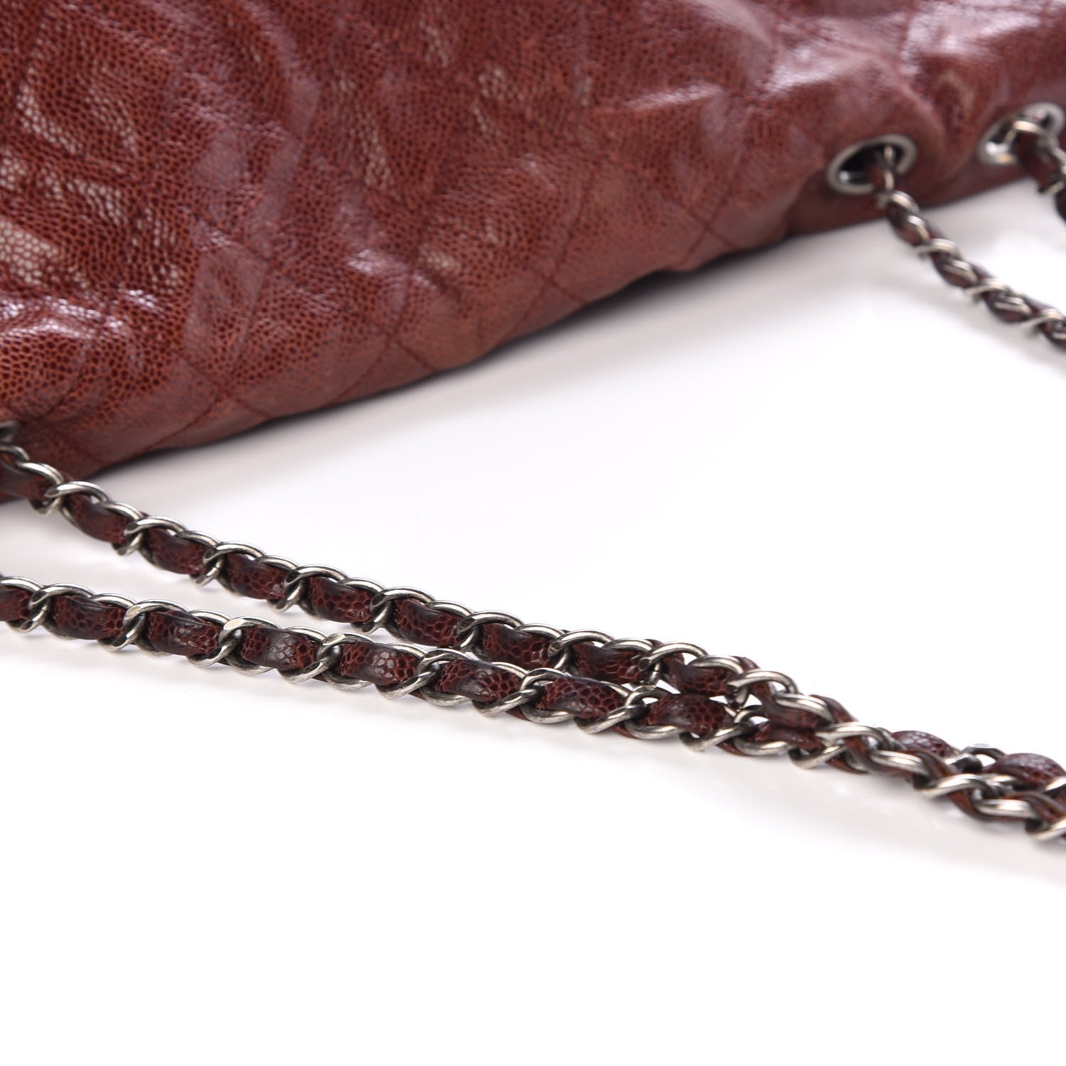 Chanel Grained Calfskin Quilted Maxi Elastic Flap Burgundy 11 of 14