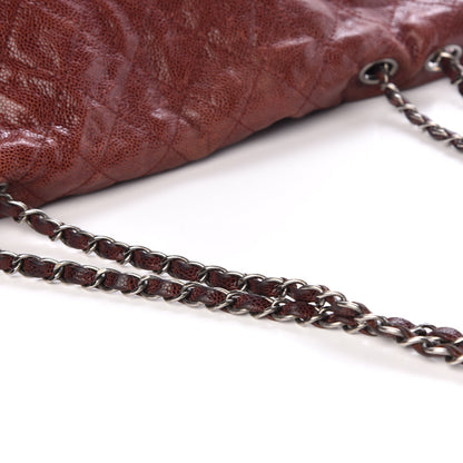 Chanel Grained Calfskin Quilted Maxi Elastic Flap Burgundy 11 of 14