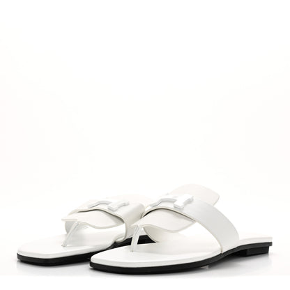 Hermes Calfskin Womens Galerie Sandals 36 White 4 of 11