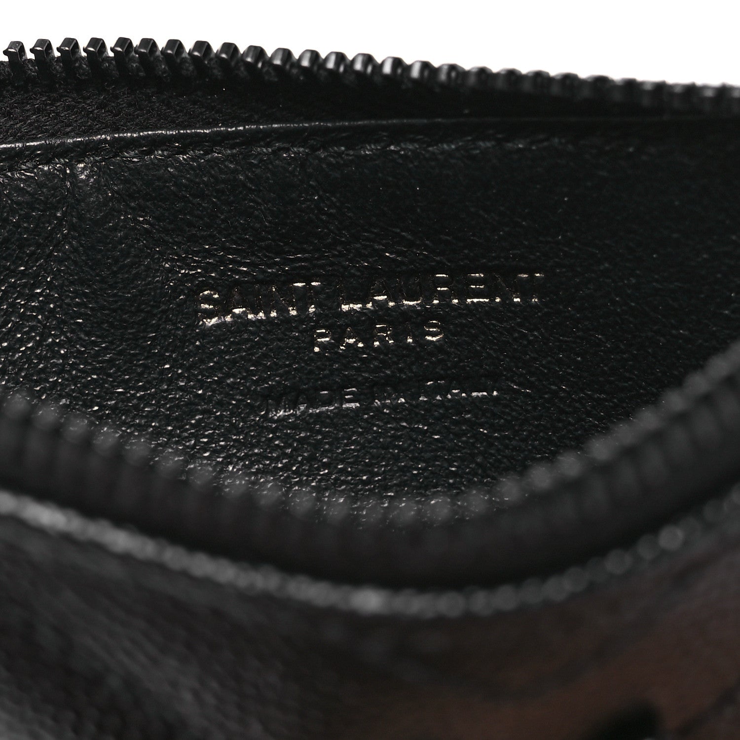 Saint Laurent Grain De Poudre Matelasse Chevron Monogram Fragments Zippered Card Case Black 6 of 8