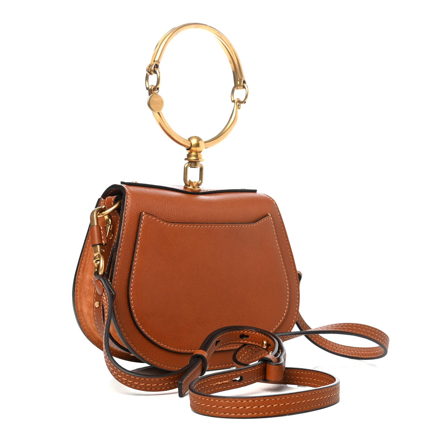 Chloe Calfskin Suede Small Nile Bracelet Bag Caramel 3 of 12