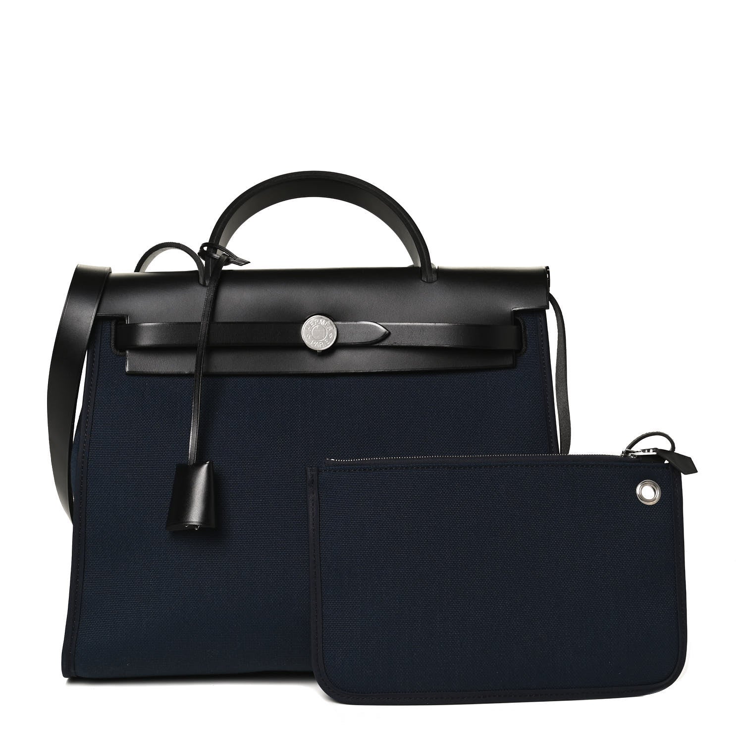 Hermes Military Toile Vache Hunter Herbag Zip PM 31 Black Bleu Indigo 2 of 10