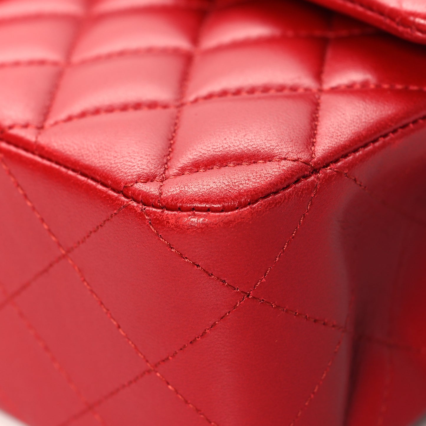 Lambskin Quilted Medium Double Flap Red