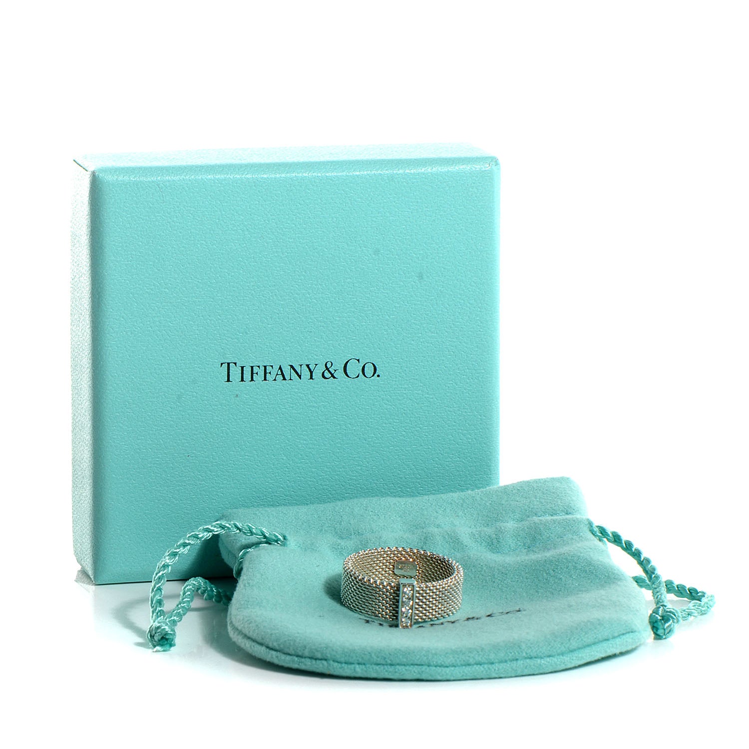 Tiffany Sterling Silver Diamond Mesh Somerset Ring 57 8 5 of 5