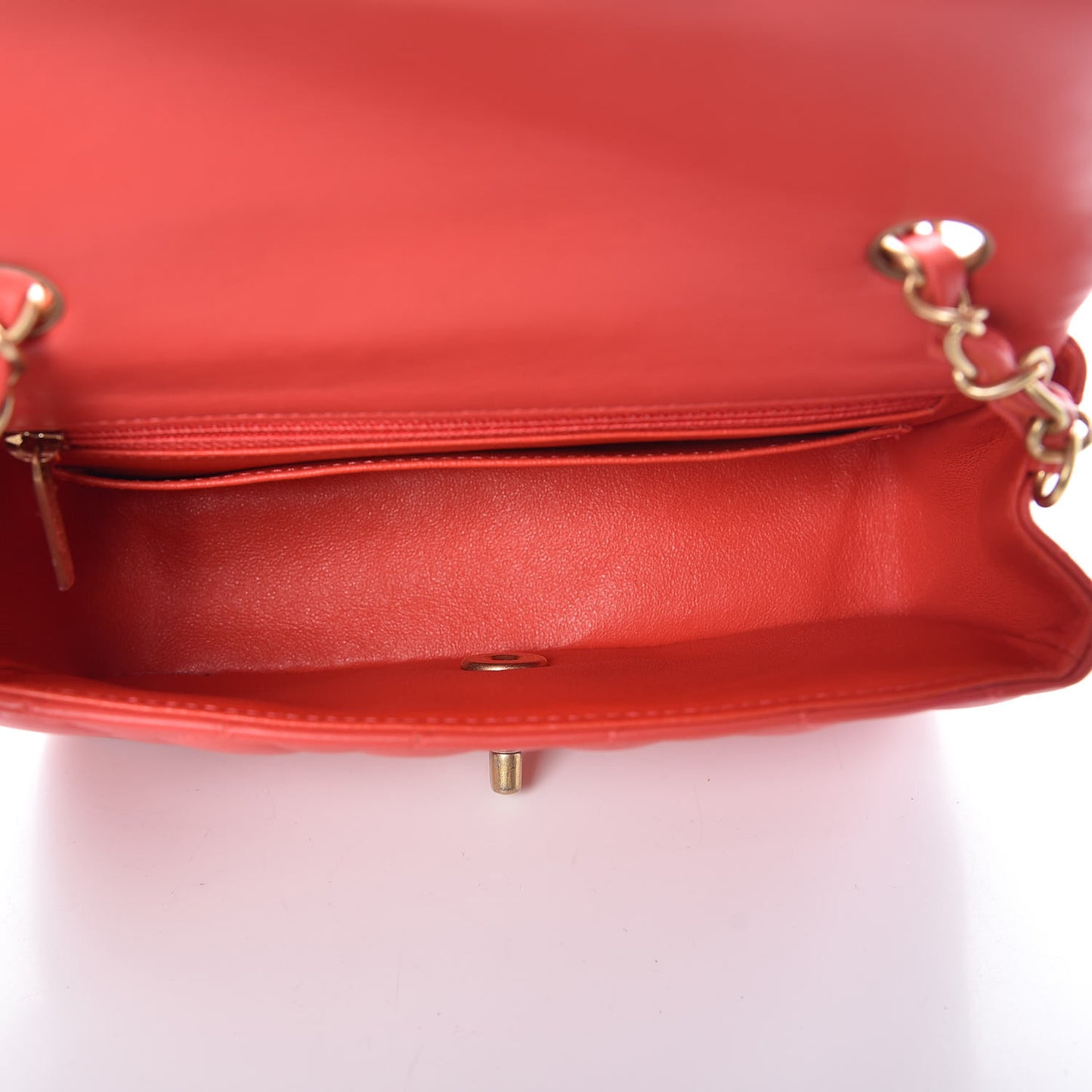 Lambskin Quilted Mini Rectangular Flap Red