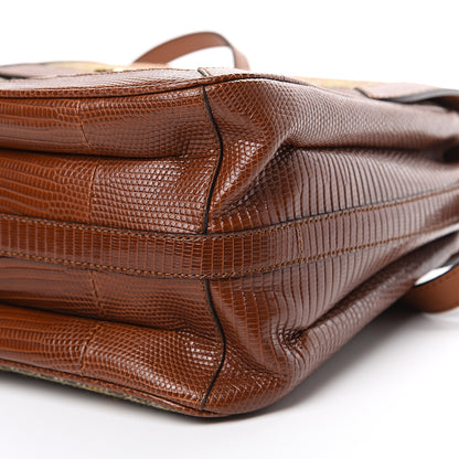 Gucci Tweed Calfskin Lizard Embossed Side Messenger Bag Brown 9 of 11