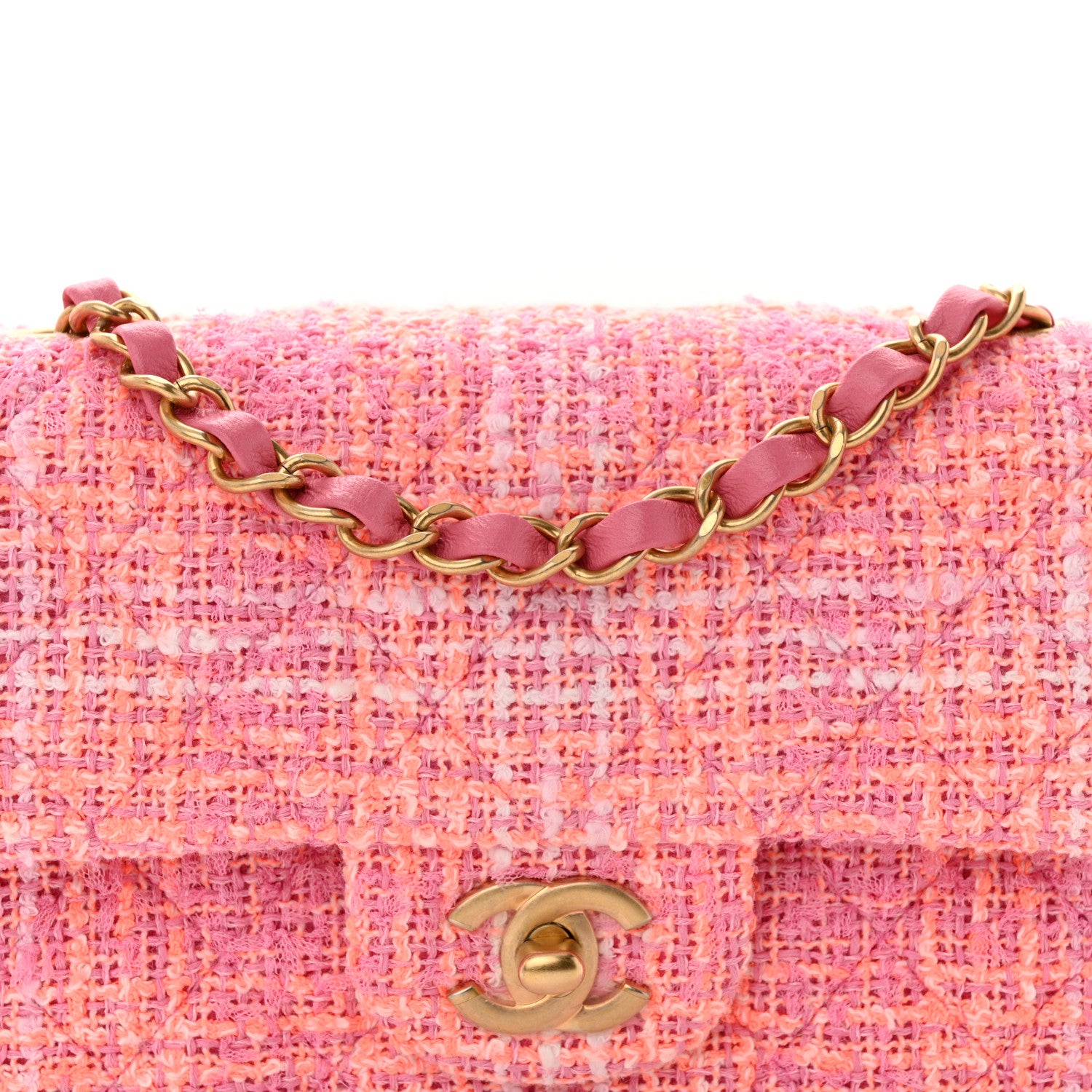 Chanel Tweed Quilted Mini Rectangular Flap Pink Multicolor 5 of 11