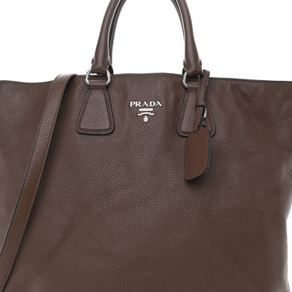 Prada Vitello Phenix Side Zip Shopping Tote Bruciato 8 of 11
