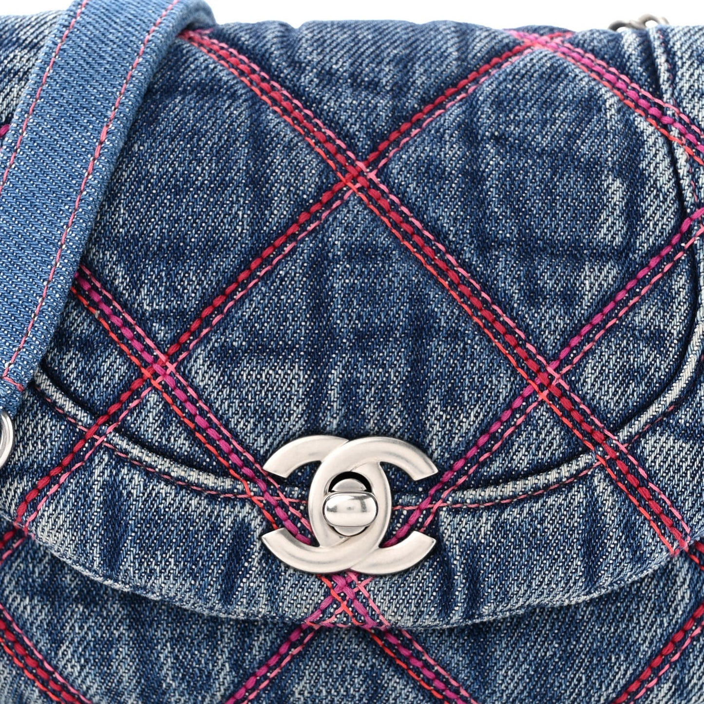 Denim Quilted Mini Coco Beach Messenger Bag Blue