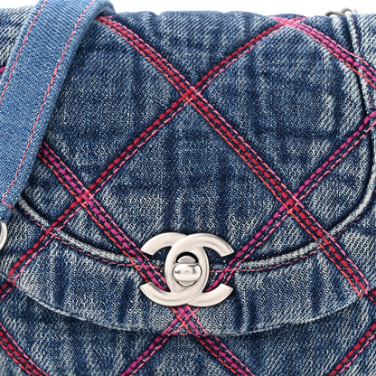 Chanel Denim Quilted Mini Coco Beach Messenger Bag Blue 8 of 10