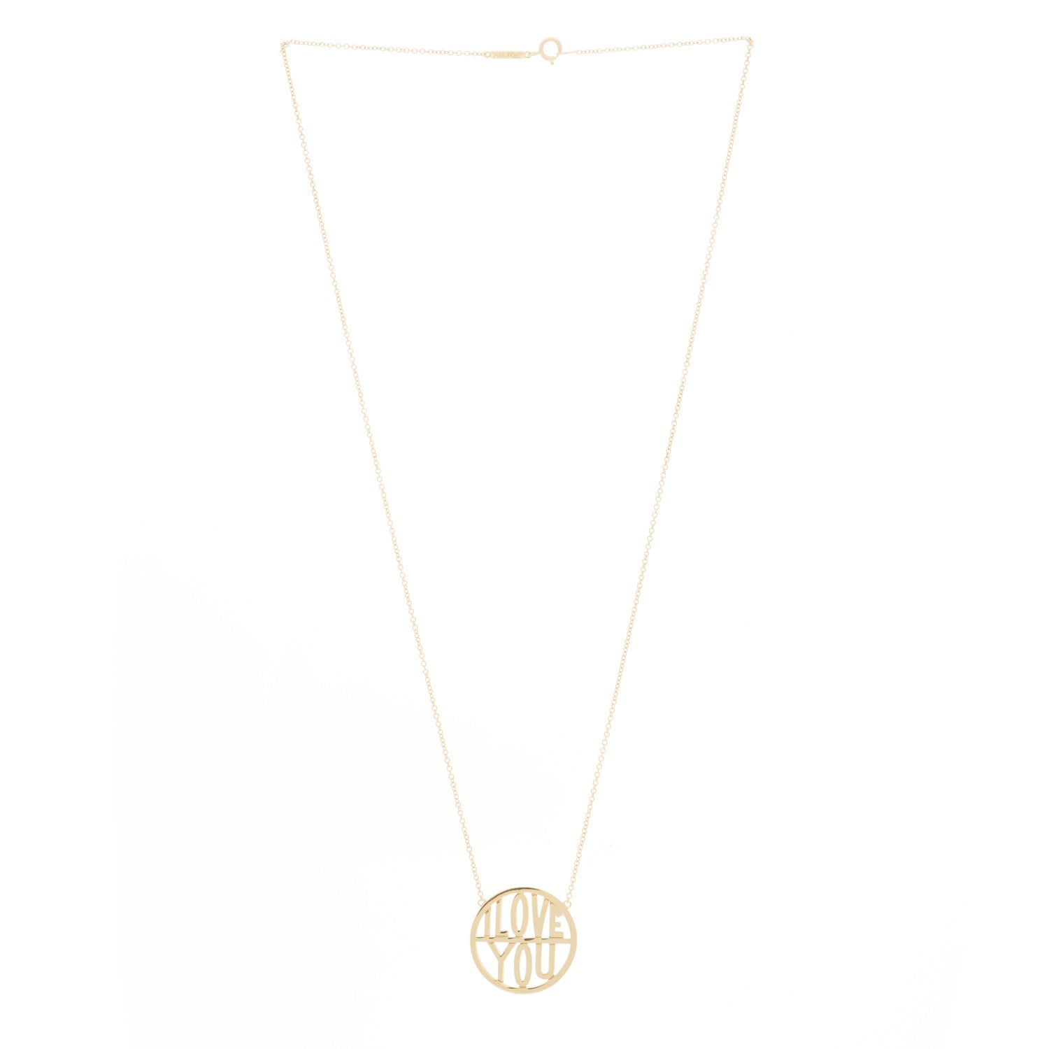 Jennifer Meyer 18K Yellow Gold Love You Disc Pendant Necklace 3 of 4