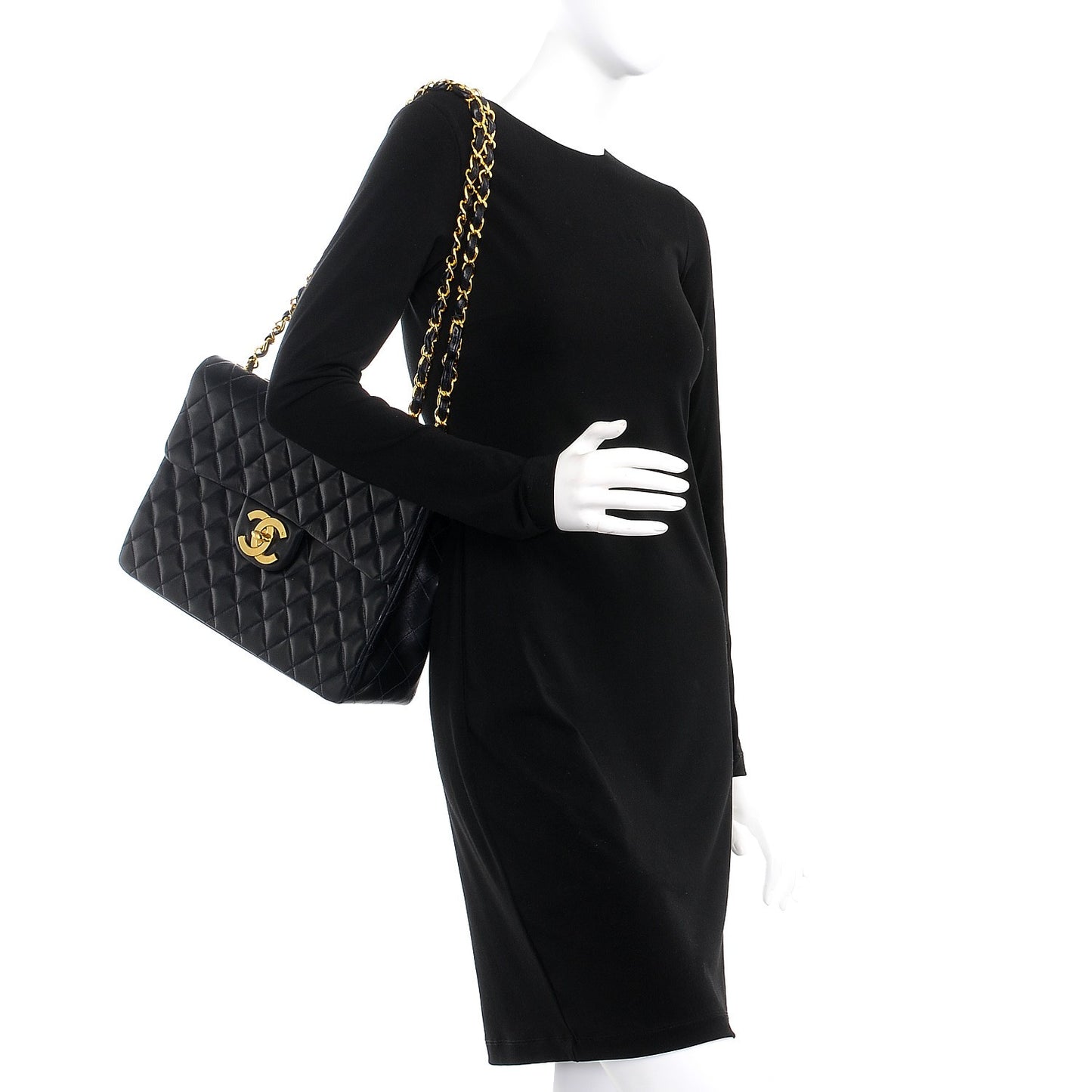 Lambskin Quilted XL Jumbo Single Flap Navy