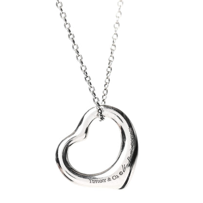 Tiffany Sterling Silver 16mm Elsa Peretti Open Heart Pendant Necklace 4 of 6