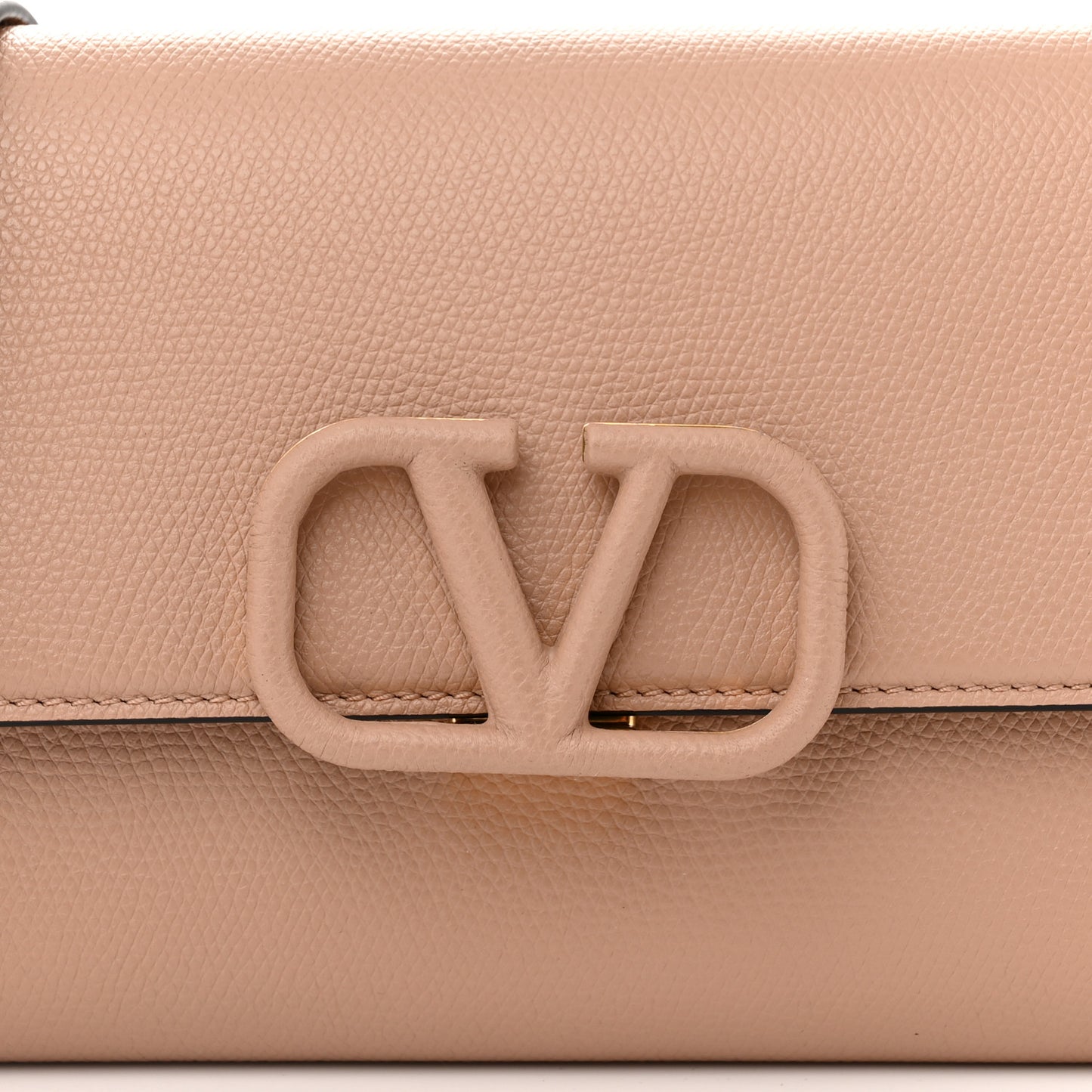Grained Calfskin VSling Clutch With Shoulder Strap Rose Cannelle