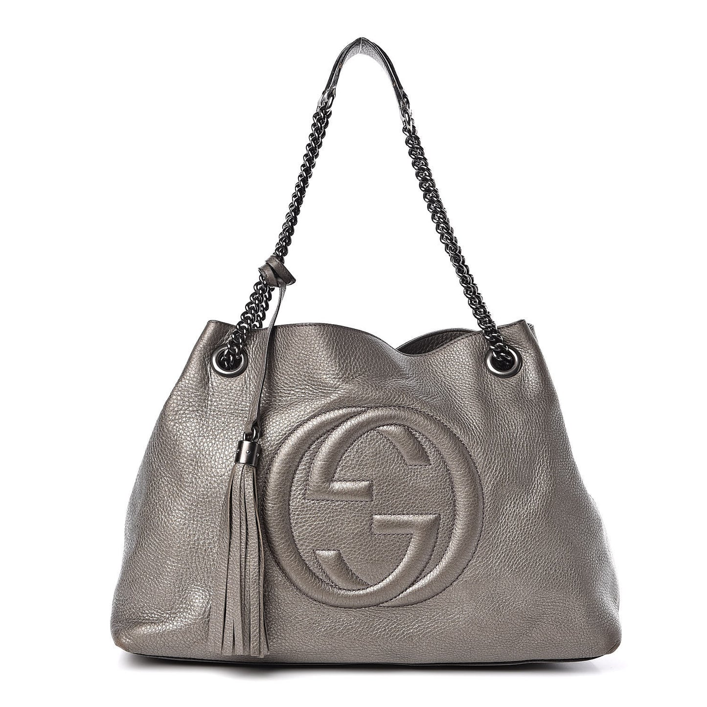 Metallic Pebbled Calfskin Medium Soho Chain Shoulder Bag Sasso