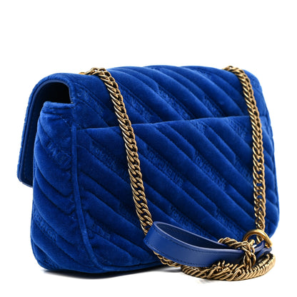 Balenciaga Velvet Logo Matelasse BB Chain Wallet Blue 2 of 11