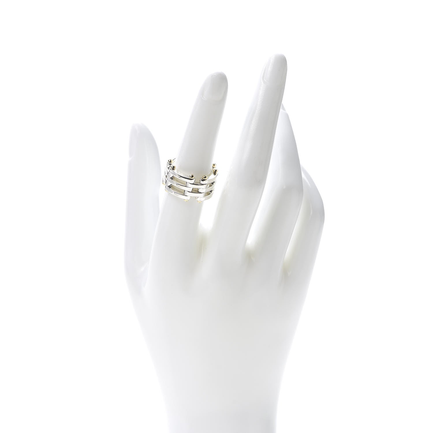 Tiffany Sterling Silver 18K Yellow Gold Gatelink Ring 52 6 2 of 5