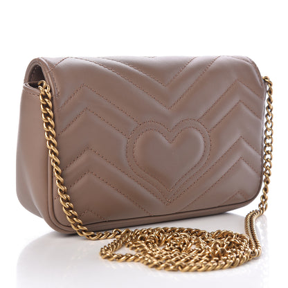 Gucci Calfskin Matelasse Super Mini GG Marmont Shoulder Bag Porcelain Rose 3 of 12