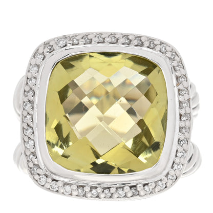 David Yurman Sterling Silver Diamond Lemon Citrine 14mm Albion Ring 49 5 1 of 4