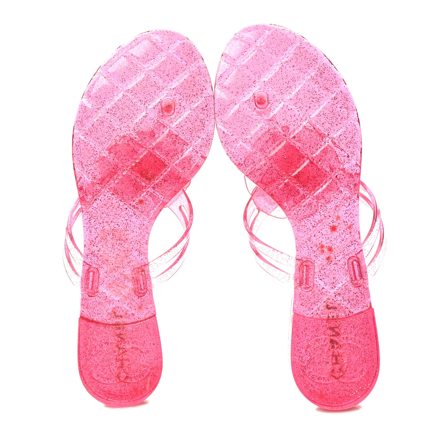 Chanel Glitter Jelly Camellia Thong Sandals 39 Pink 5 of 6