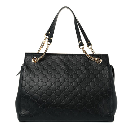 Gucci Guccissima Signature Large Shoulder Tote Bag Black 1 of 10