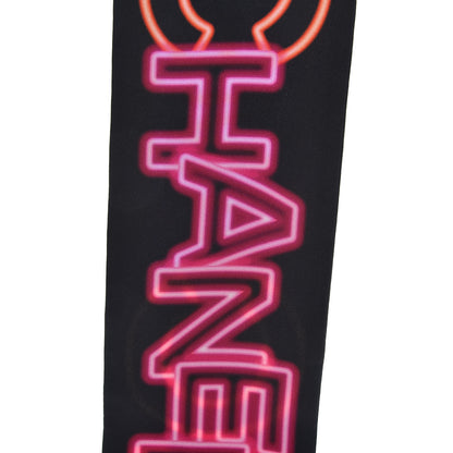 Chanel Silk Neon CC Bandeau Scarf Black Multicolor 4 of 5
