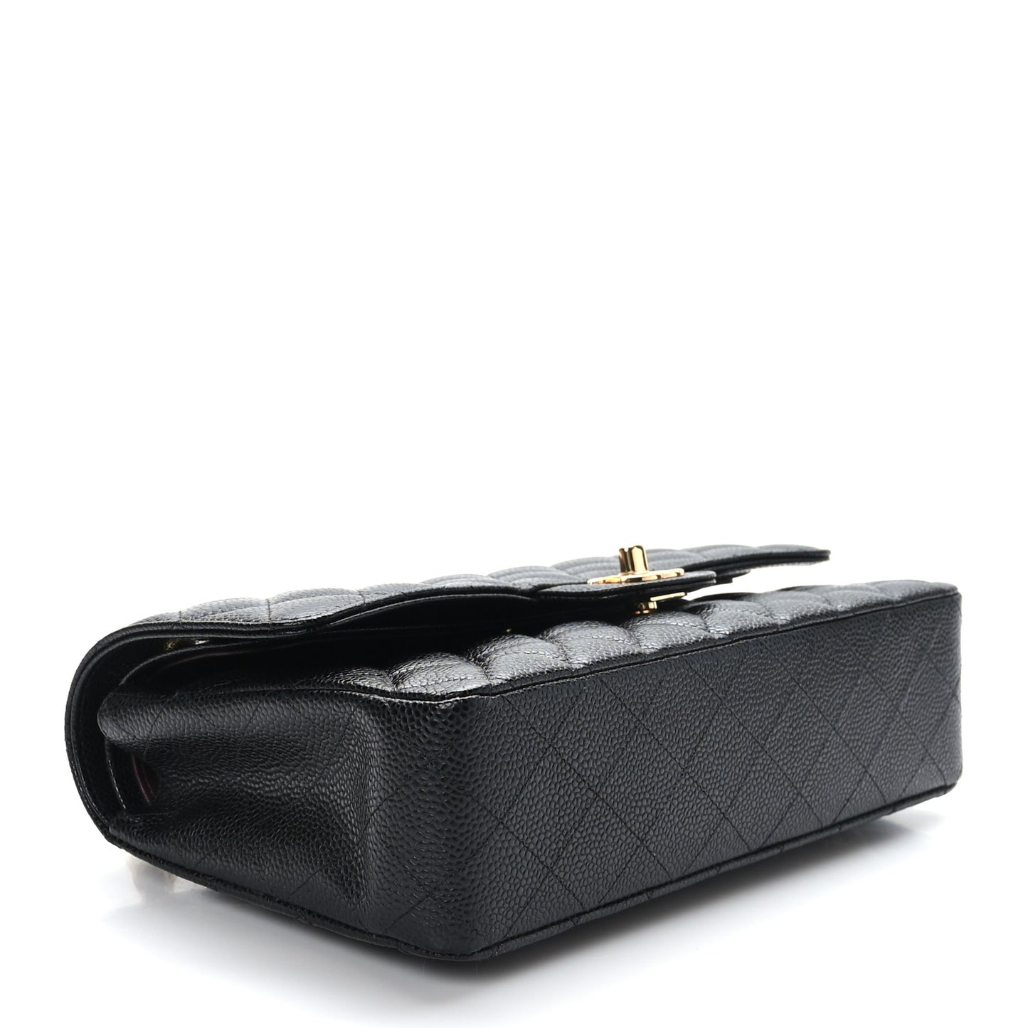 Caviar Quilted Medium Double Flap Black