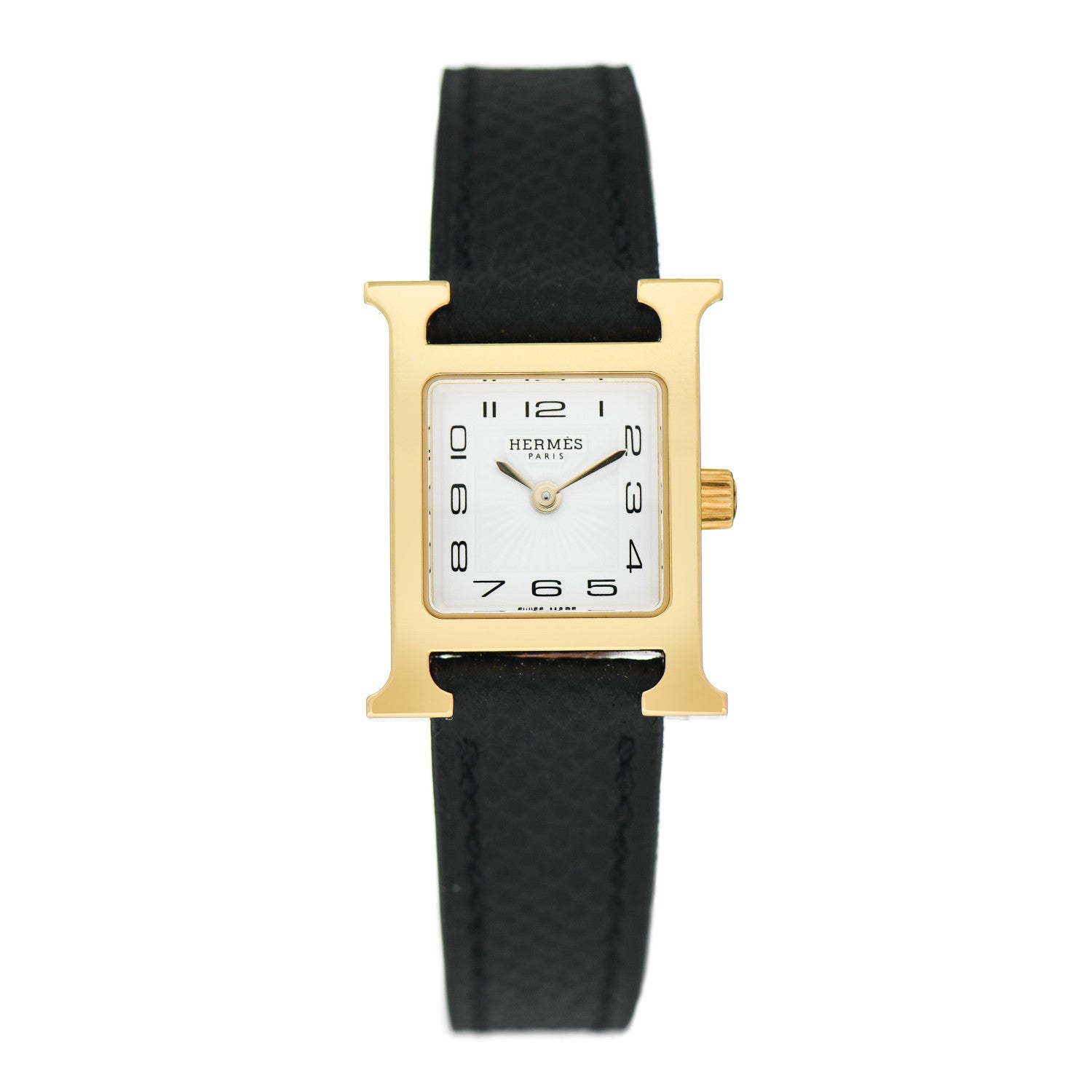 Hermes Stainless Steel Epsom 17.2mm Heure H Hour Quartz Watch Noir 1 of 5