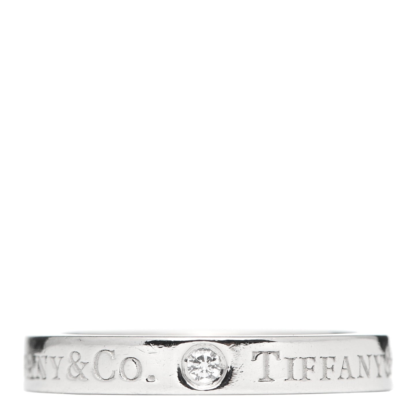 Platinum Diamond Logo Band Ring 50 5.5