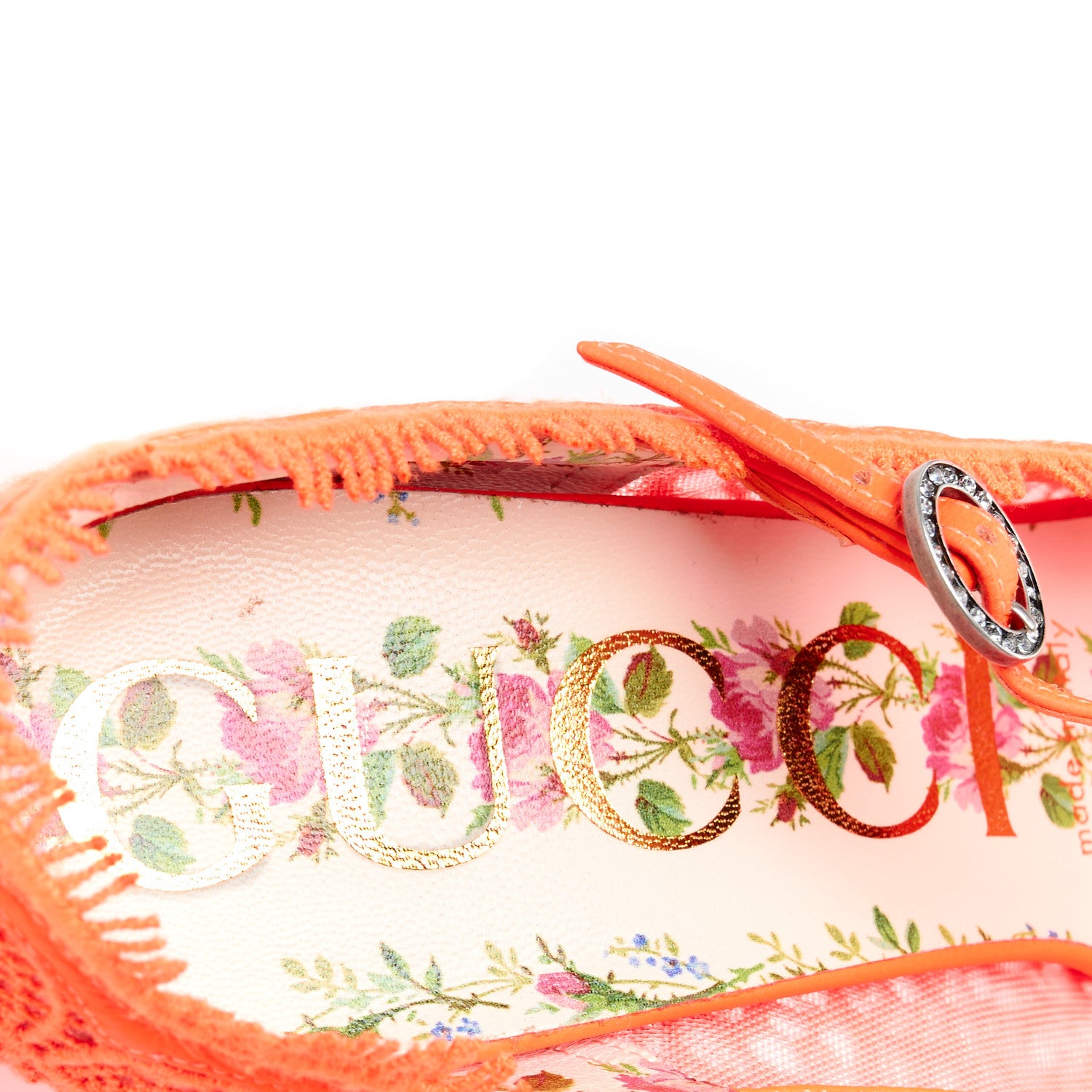 Gucci Lace Pizzo Venice Pumps 38.5 Orange Fluo 7 of 9