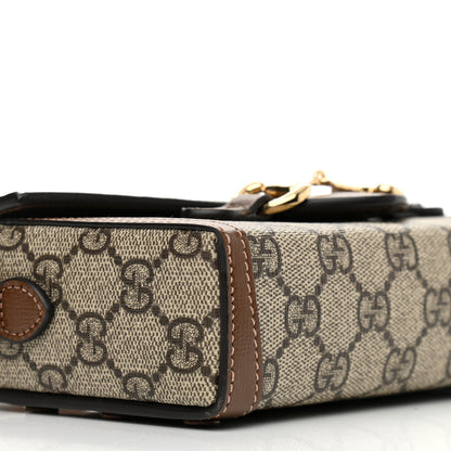 Gucci GG Supreme Monogram Mini Horsebit 1955 Shoulder Bag Beige Brown Sugar 8 of 11