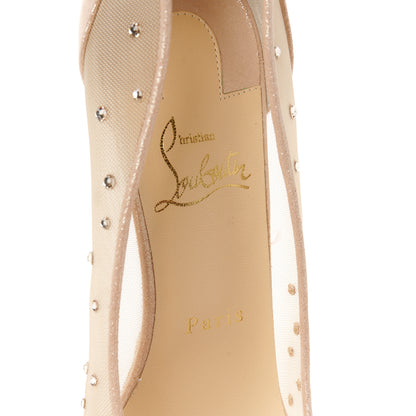 Christian Louboutin Suede Lame Crystal Strass Follies 85 Pumps 37.5 Light Silk 7 of 8