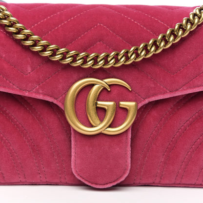 Gucci Velvet Matelasse Small GG Marmont Shoulder Bag Light Raspberry Rose 10 of 10