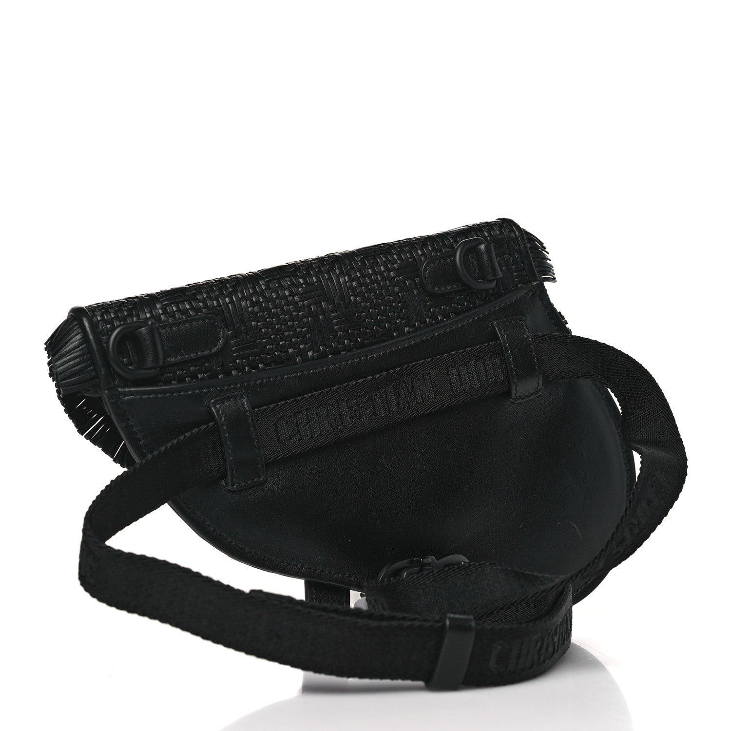 Christian Dior Calfskin Braided Saddle Belt Bag Black 3 of 10