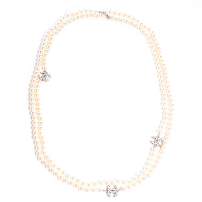 Chanel Pearl CC Long Necklace Silver 1 of 4