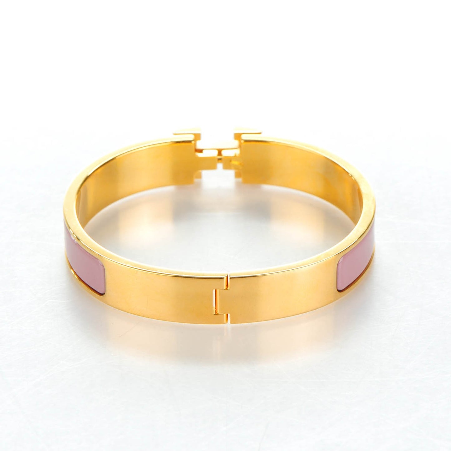 Enamel Narrow Clic Clac H Bracelet GM Bois De Rose